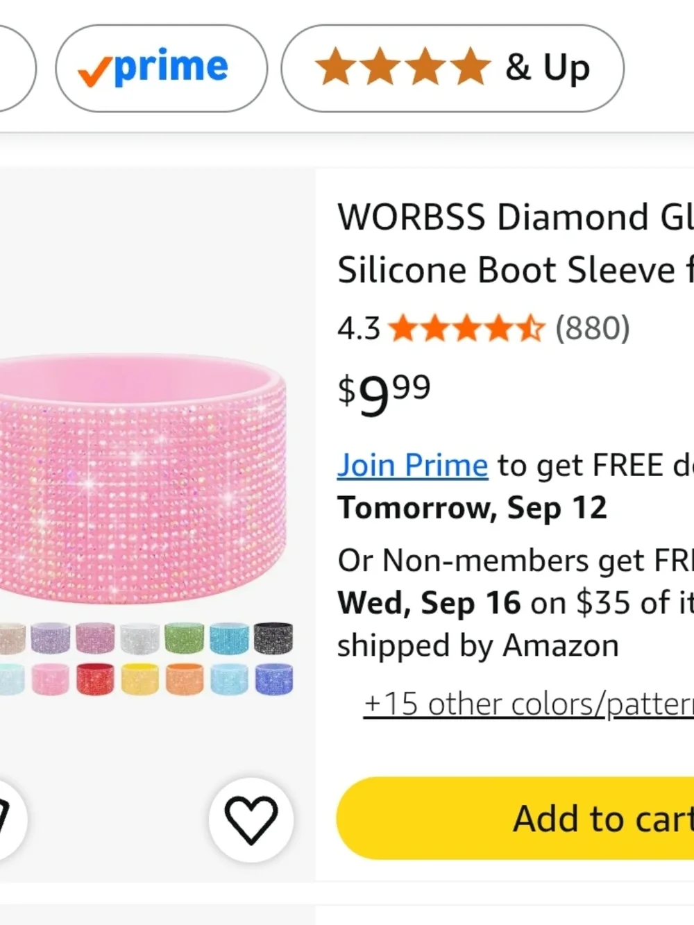 Pink Diamond Glitter Silicone Boot Sleeve for Stanleys/Tumblers (2 Pk)